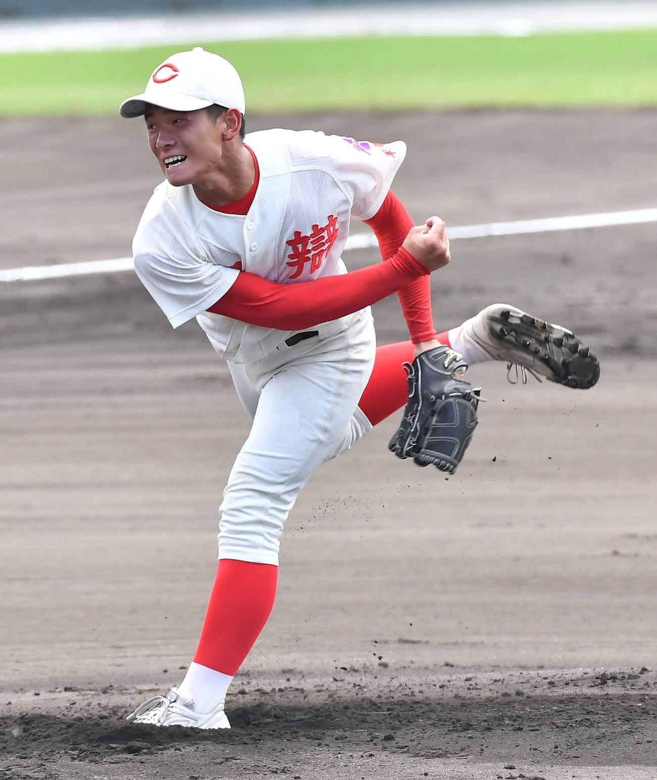 智弁和歌山対桐蔭　智弁和歌山先発の塩路柊季（撮影・岩下翔太）