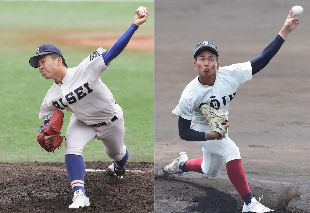 履正社・増田壮（左）と大阪桐蔭・前田悠伍