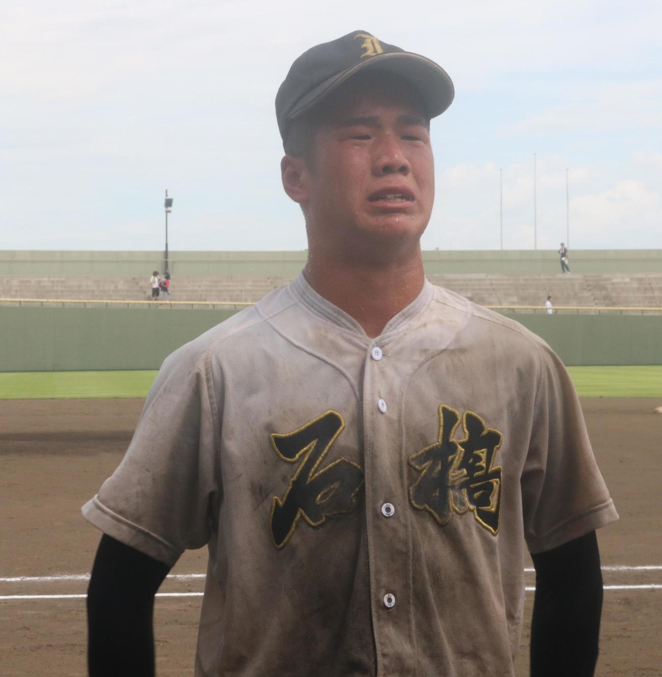 国学院栃木対石橋　優勝を決め涙を見せる田口（撮影・深田雄智）