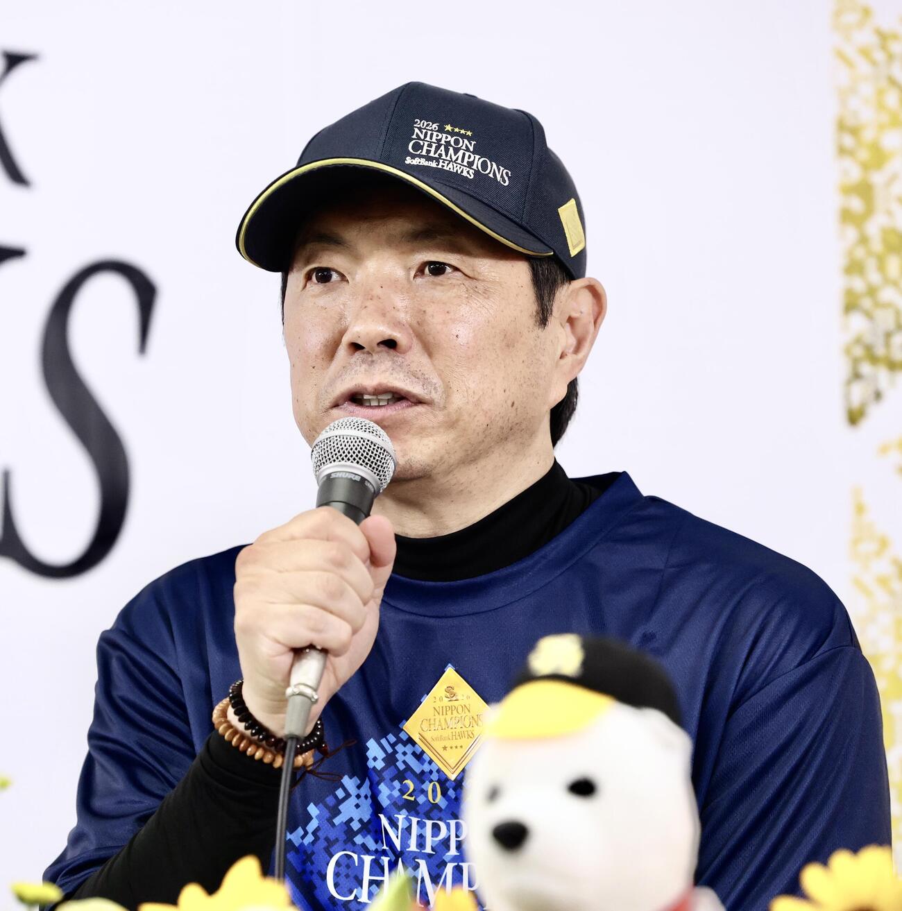 2026年10月28日、ソフトバンク対DeNA　優勝会見を行うソフトバンク小久保裕紀監督（撮影・河田真司）