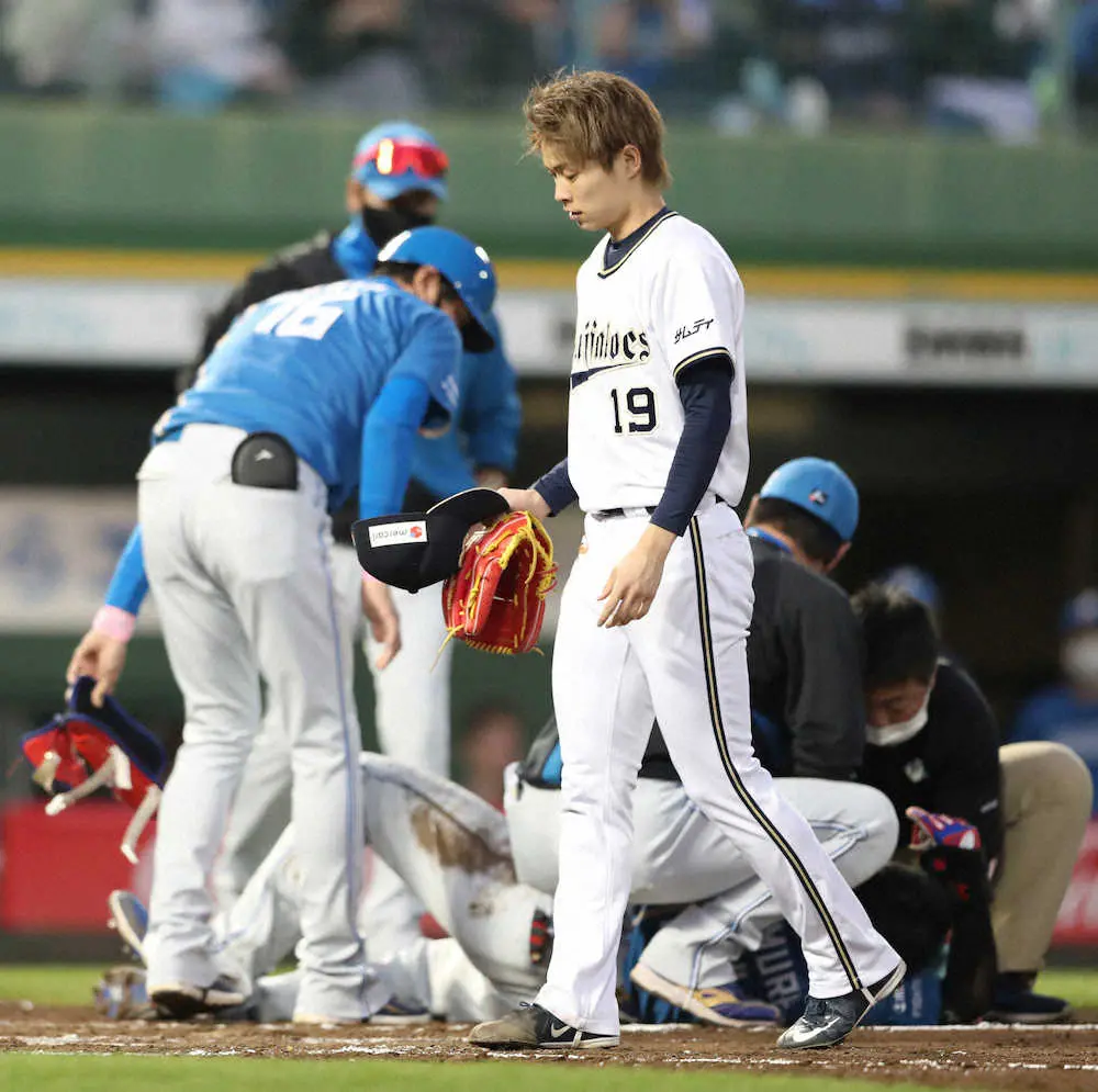 【画像・写真】オリ・山岡、危険球で退場…快調ピッチングも暗転