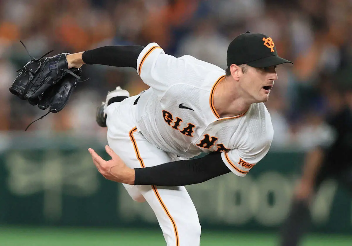 【画像・写真】巨人グリフィン　33日ぶりマウンドで血染めの力投、5回2安打無失点も援護なし　47日ぶり白星逃す