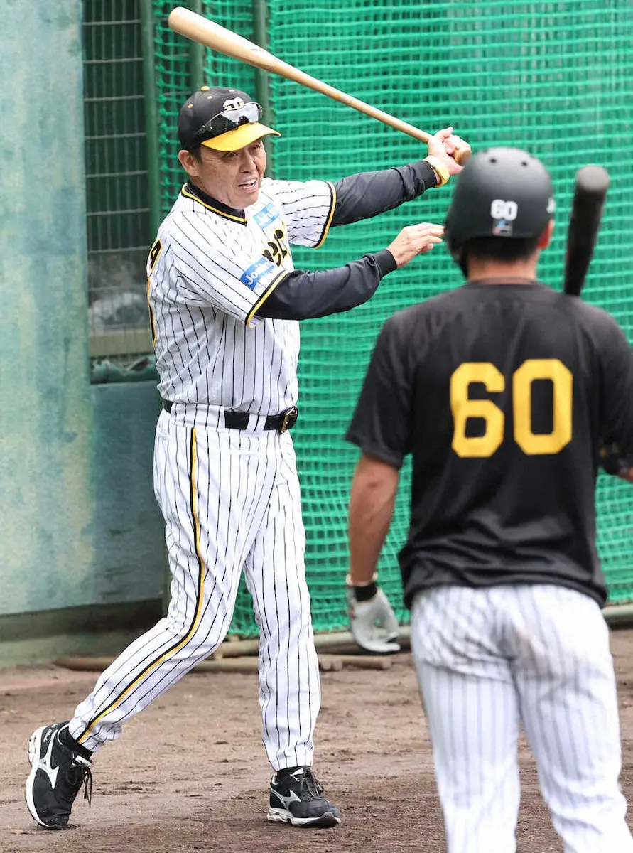 【画像・写真】阪神・岡田監督　戦力底上げへ小野寺と渡辺諒に異例の熱血“個別レッスン”