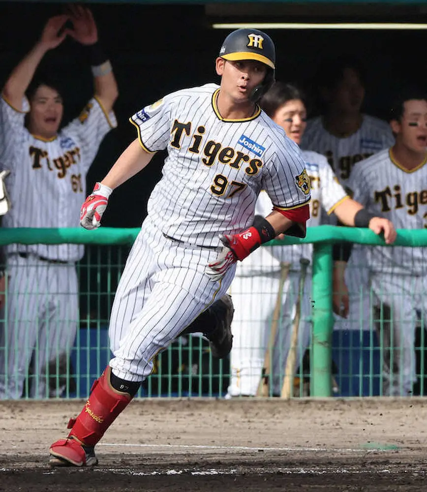 【画像・写真】阪神・野口　ライバルの前川に続いた意地弾!「自分のスイングが出せた」　球児監督も取り組む姿勢を評価