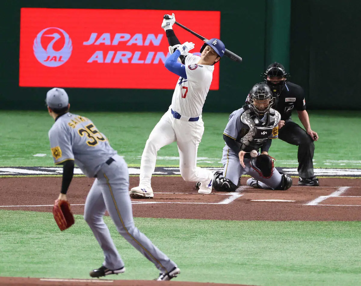 【画像・写真】阪神・才木が大谷をフォークで空振り三振！2年前の膝付き被弾からリベンジ成功