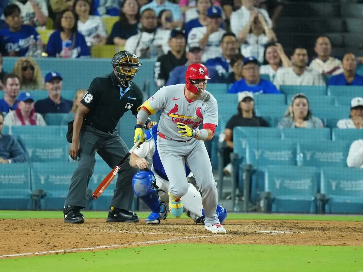 【画像・写真】カージナルス・ヌートバー　素早い返球でドジャース・大谷の二塁進塁阻止など好守備連発