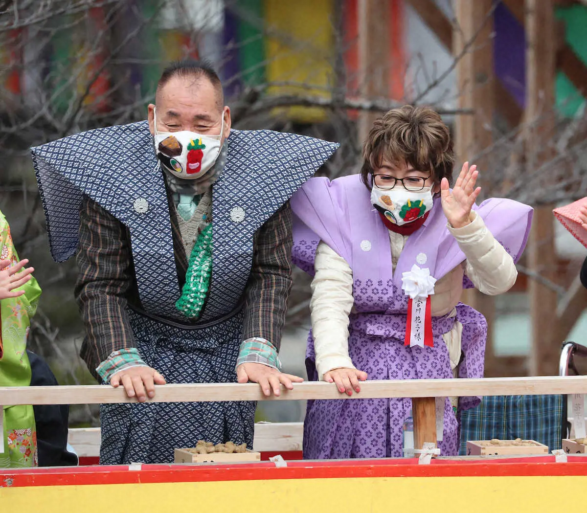 【画像・写真】多発性骨髄腫で闘病中の宮川花子「今年は復活の年」大助と豆まき式に参加