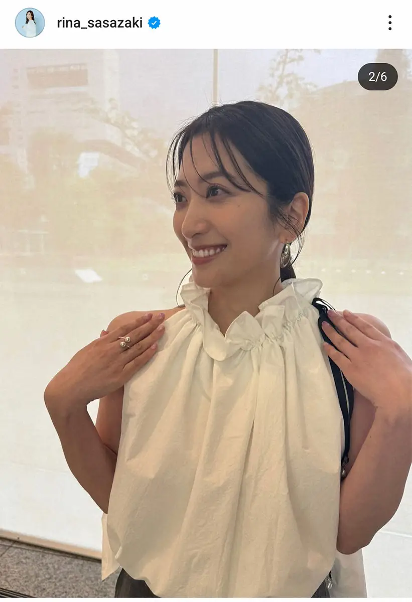 【画像・写真】笹崎里菜アナ「肩がソワソワした」　大胆に肩見せたアメスリトップス姿披露