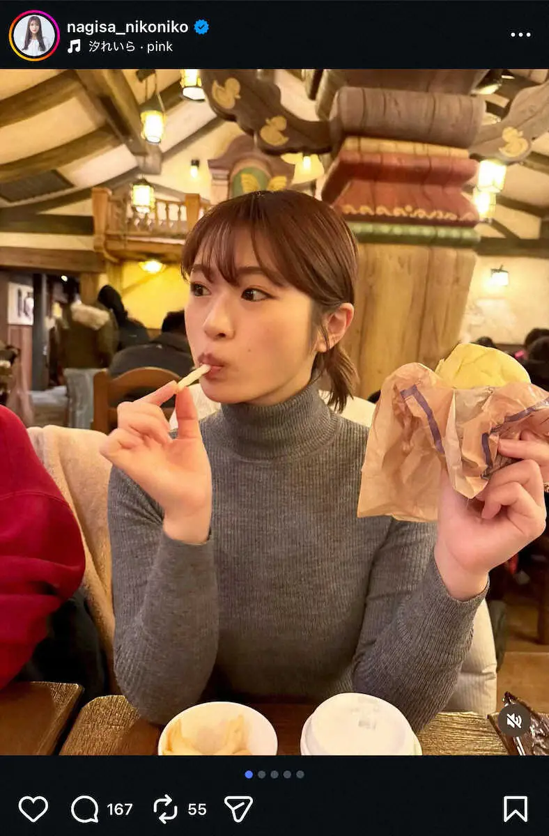 【画像・写真】渋谷凪咲　ディズニーシーでジャンクフードS！ネット反響「食べてる姿も可愛らしい」「天使やなぁ」