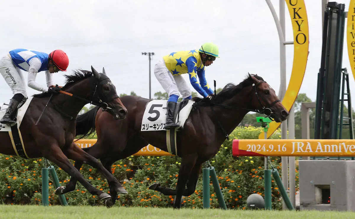 【画像・写真】中京5Rの新馬戦制したスリーキングス　ゴール後に外ラチ沿いで落馬